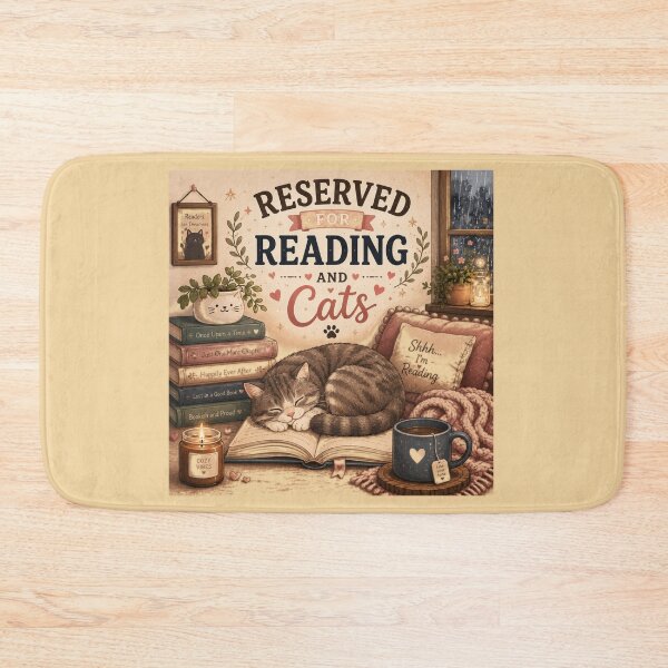 Item preview, Reserv ed For Reading And Cats – Cute Cat Book Lover Design designed and sold by MotylekAnia.