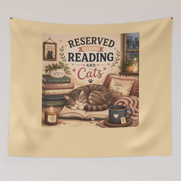 Item preview, Reserv ed For Reading And Cats – Cute Cat Book Lover Design designed and sold by MotylekAnia.