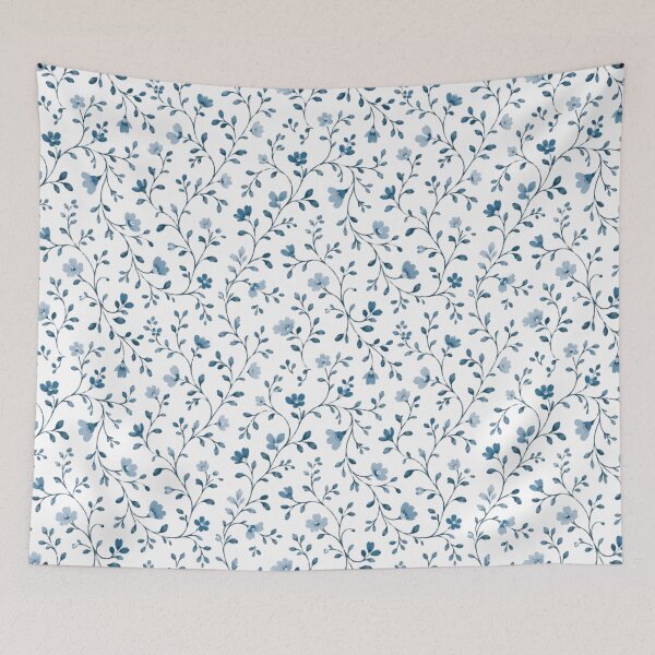 Item preview, Blue Floral Seamless Pattern | Elegant Watercolor Wildflower Botanical Design | Minimalist Cottage core Flower Print designed and sold by agaa-vibes-studio.