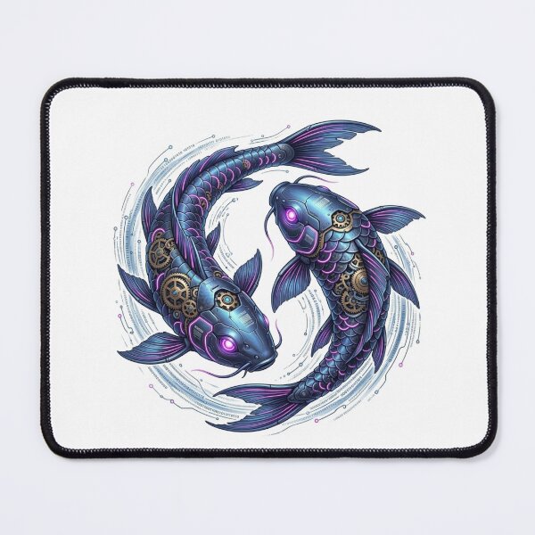 Item preview, Cyberpunk Koi Fish: Japanese Yin Yang Mecha Aesthetic Art designed and sold by CalmFrameArt.