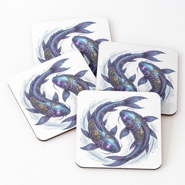Item preview, Cyberpunk Koi Fish: Japanese Yin Yang Mecha Aesthetic Art designed and sold by CalmFrameArt.