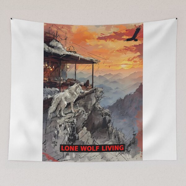 Item preview, Lone Wolf Living - Modern Mountain Lounge Art designed and sold by Modern Nest Art.