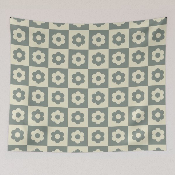 Item preview, Dolphin gray & dirty white mosaic with flowers designed and sold by Mint + Midnight.