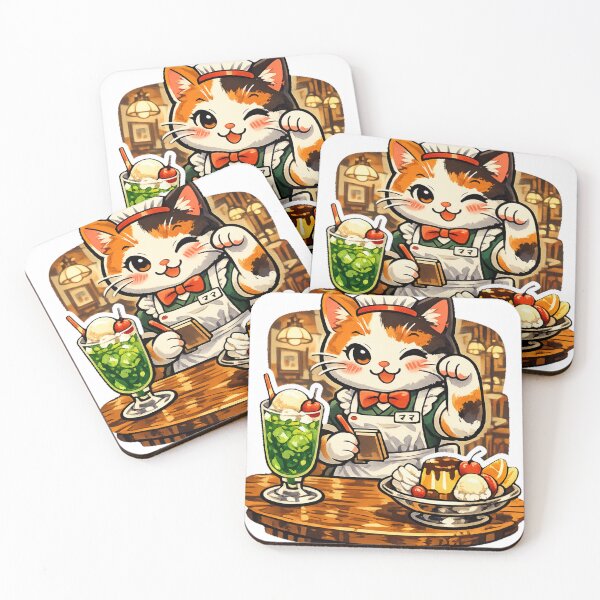 Item preview, Retro Japanese Cafe Maneki Neko Sticker | Kawaii Kissaten Cat Anime Design designed and sold by kawaii animal store (in Japan).