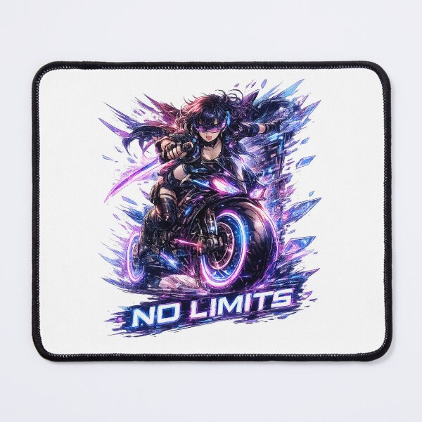Item preview, No Limits — Cyberpunk Anime Girl Neon Biker Art designed and sold by Cyber Kitsune.