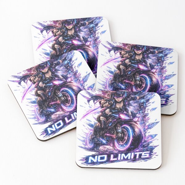 Item preview, No Limits — Cyberpunk Anime Girl Neon Biker Art designed and sold by Cyber Kitsune.