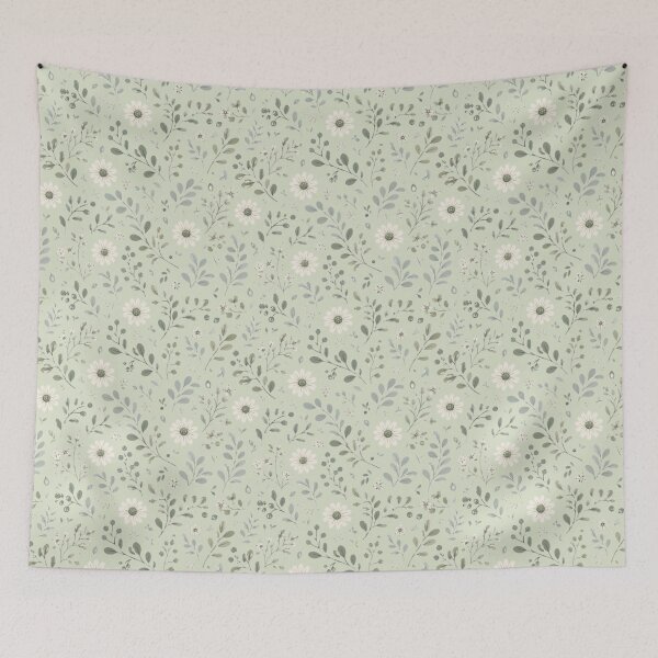 Item preview, Minimalist Botanical Seamless Pattern | Sage Green Wildflower Watercolor Design | Elegant Nature-Inspired Floral Print designed and sold by agaa-vibes-studio.