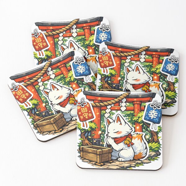 Item preview, Mystic Fox at Japanese Shrine Sticker | Kawaii Japan Aesthetic Anime Fox designed and sold by kawaii animal store (in Japan).