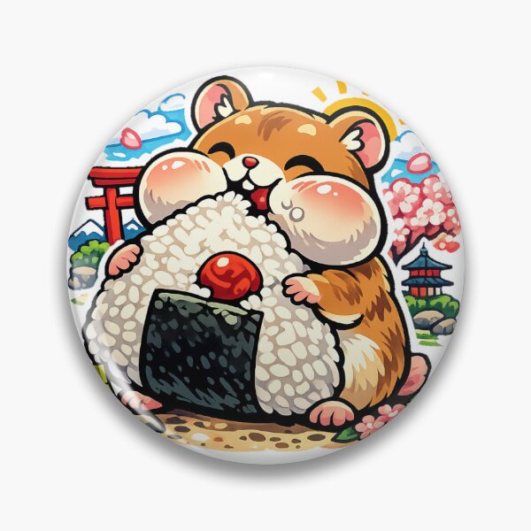 Item preview, Kawaii Hamster Eating Giant Umeboshi Onigiri Sticker | Cute Japanese Food Anime Art designed and sold by kawaii animal store (in Japan).