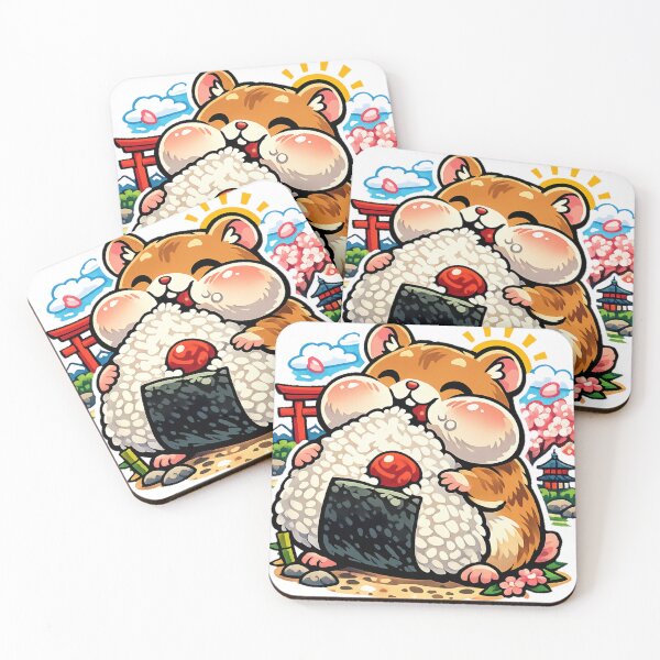 Item preview, Kawaii Hamster Eating Giant Umeboshi Onigiri Sticker | Cute Japanese Food Anime Art designed and sold by kawaii animal store (in Japan).
