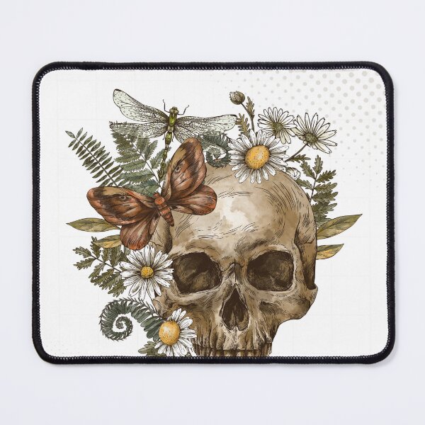 Item preview, Vintage Botanical Skull - Butterfly & Dragonfly Floral Nature Study Art designed and sold by PrimalBeastLab.