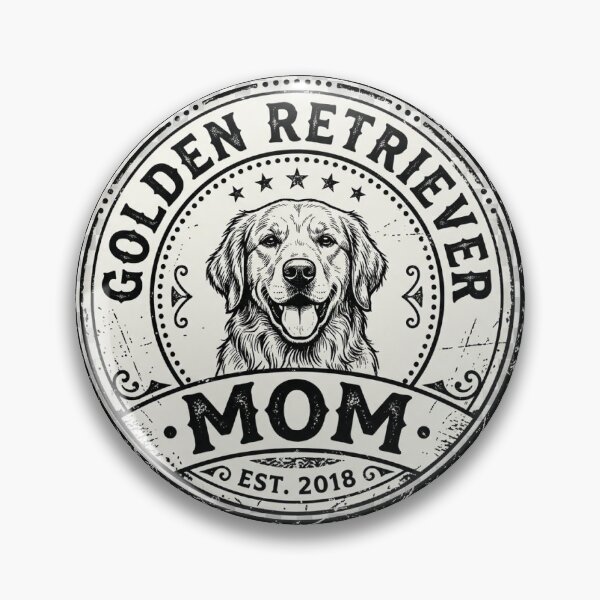 Artikelvorschau, Vintage-Anstecknadel-Design „Golden Retriever Mama“ entworfen und verkauft von Canislupus80.