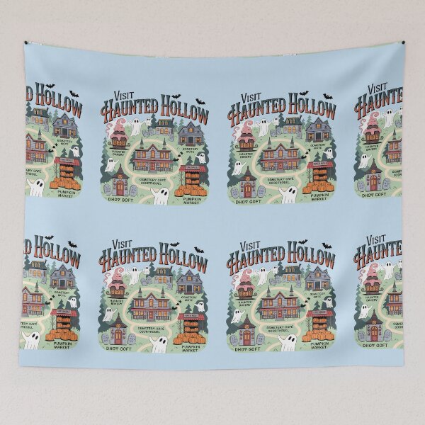 Item preview, Visit Haunted Hollow Cozy Spooky Town Halloween Map designed and sold by Raw Tigers.