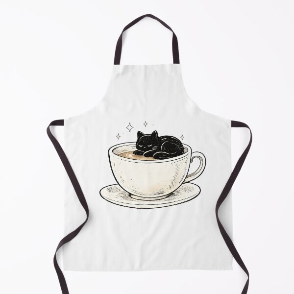 Item preview, Sleeping Black Cat in Tea Cup – Cozy Cat Lover Illustration designed and sold by Lizavelle.