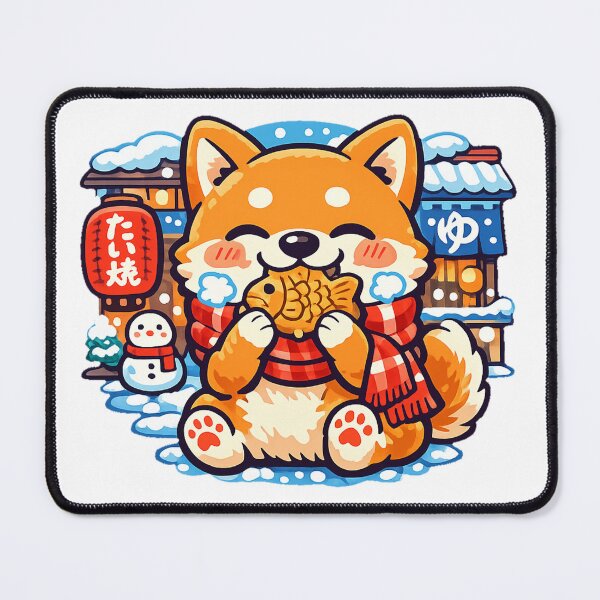 Item preview, Kawaii Shiba Inu Eating Taiyaki Sticker | Cozy Winter Japan Aesthetic designed and sold by kawaii animal store (in Japan).