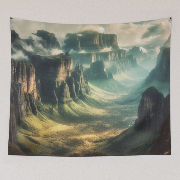 Item preview, Lost World Table Mountains | Tepui Landscape | Epic Misty Valley Art designed and sold by IRON SIREN.