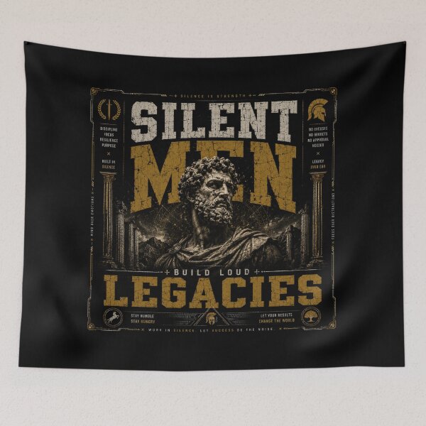 Item preview, SILENT MEN BUILD LOUD LEGACIES | STOIC WARRIOR STREETWEAR designed and sold by LowBatteryStudio ⭐.
