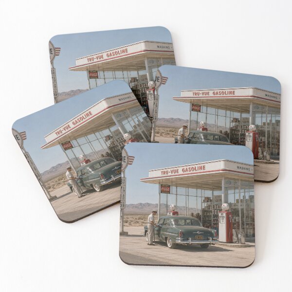 Item preview, Vintage Route 66 Gas Station Print | Classic American Road Trip Wall Art | Retro Desert Service Station Decor designed and sold by Hookesmode.