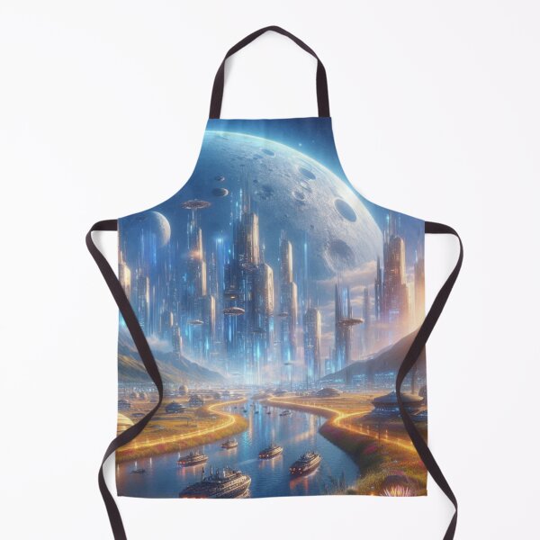 Item preview, Futuristic Alien Cityscape with Spaceships and Moon designed and sold by IRON SIREN.