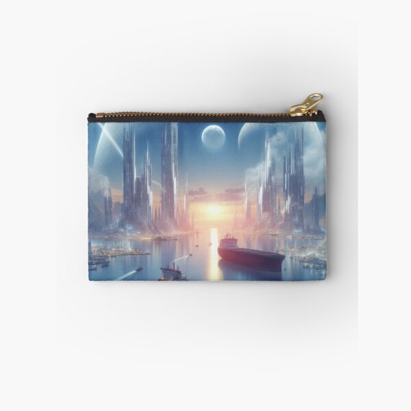 Item preview, Futuristic Spaceport City with Alien Moons and Ships designed and sold by IRON SIREN.