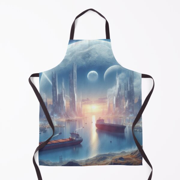 Item preview, Futuristic Spaceport City with Alien Moons and Ships designed and sold by IRON SIREN.