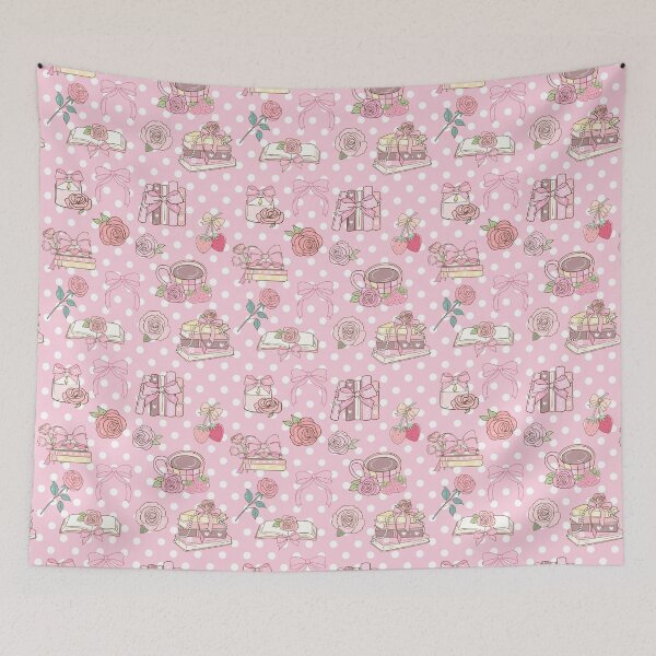 Item preview, Coquette Pink Books & Roses Pattern – Romantic Bow, Strawberry & Vintage Book Lover Aesthetic designed and sold by Cheonsa.