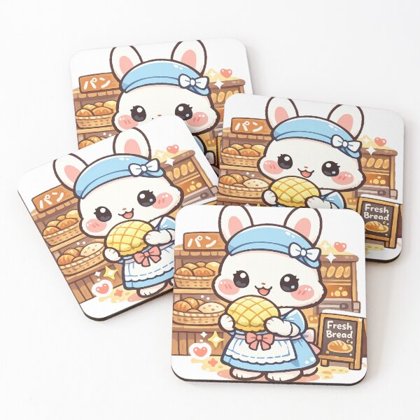 Item preview, Kawaii Bunny Bakery Sticker - Cute Rabbit Holding Melon Pan in Japanese Bakery designed and sold by kawaii animal store (in Japan).