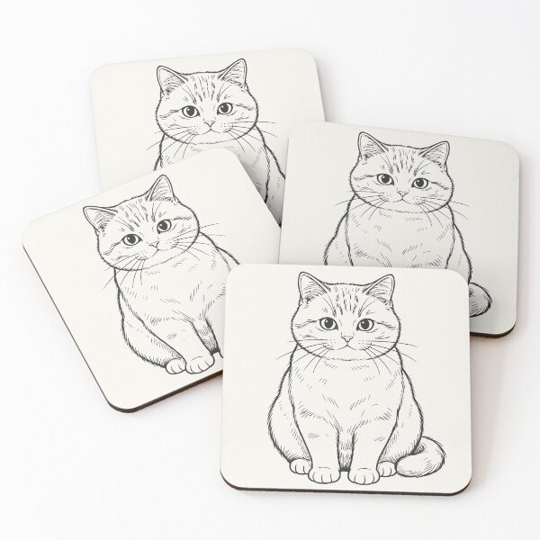 Item preview, Sitting Round-Faced Cat - Black Line Art designed and sold by sxtfejvseyn.