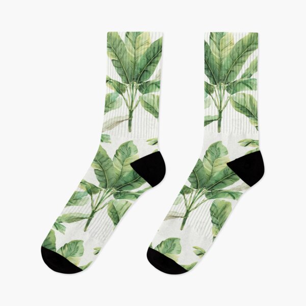 Item preview, Seamless Retro Tropical Banana Leaf Pattern Green on White designed and sold by IRON SIREN.