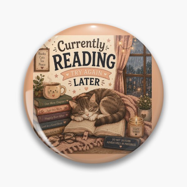 Item preview, Currently Reading Try Again Later – Cute Cat Book Lover Design designed and sold by MotylekAnia.