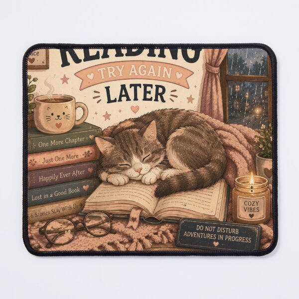 Item preview, Currently Reading Try Again Later – Cute Cat Book Lover Design designed and sold by MotylekAnia.