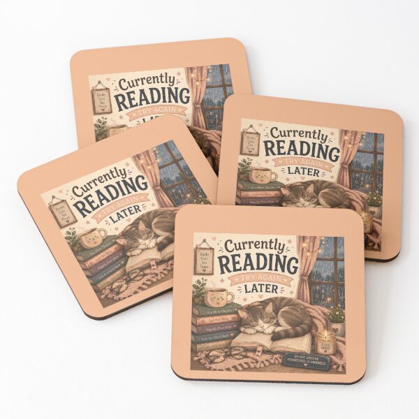 Item preview, Currently Reading Try Again Later – Cute Cat Book Lover Design designed and sold by MotylekAnia.