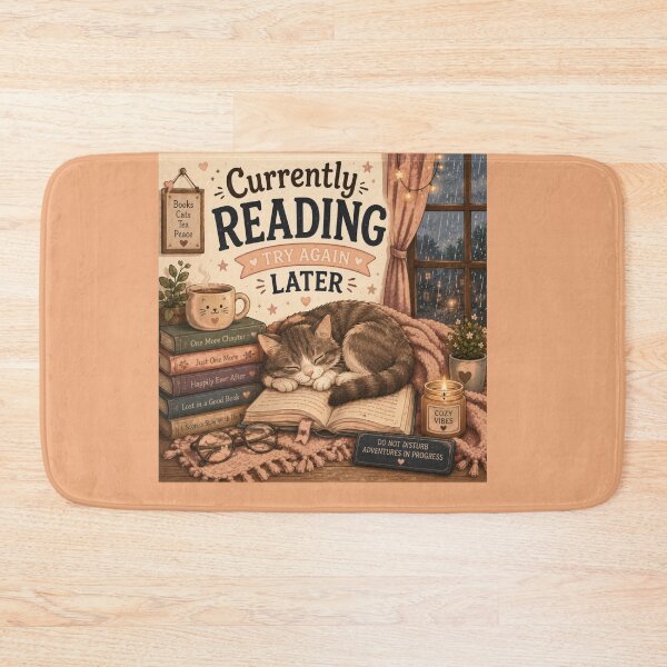 Item preview, Currently Reading Try Again Later – Cute Cat Book Lover Design designed and sold by MotylekAnia.