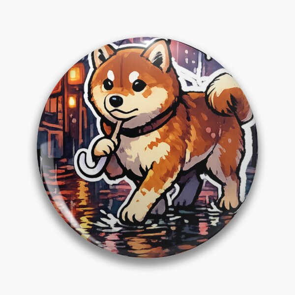 Item preview, Rainy Night Shiba Inu in Japanese Alley Sticker | Kawaii Japan Aesthetic Anime Dog designed and sold by kawaii animal store (in Japan).