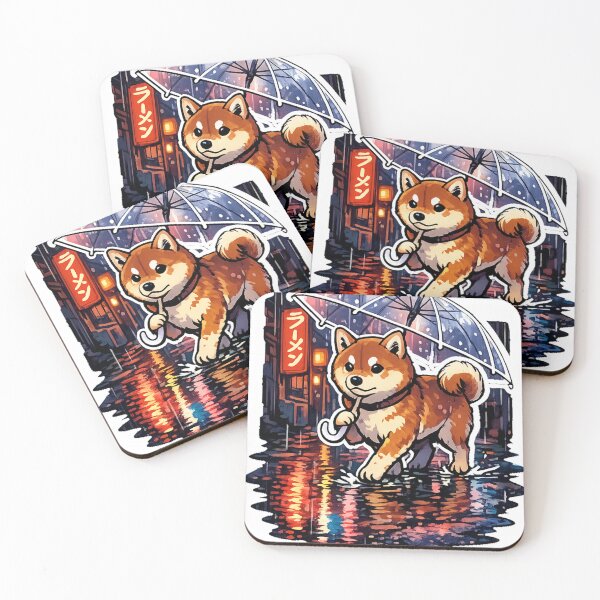 Item preview, Rainy Night Shiba Inu in Japanese Alley Sticker | Kawaii Japan Aesthetic Anime Dog designed and sold by kawaii animal store (in Japan).