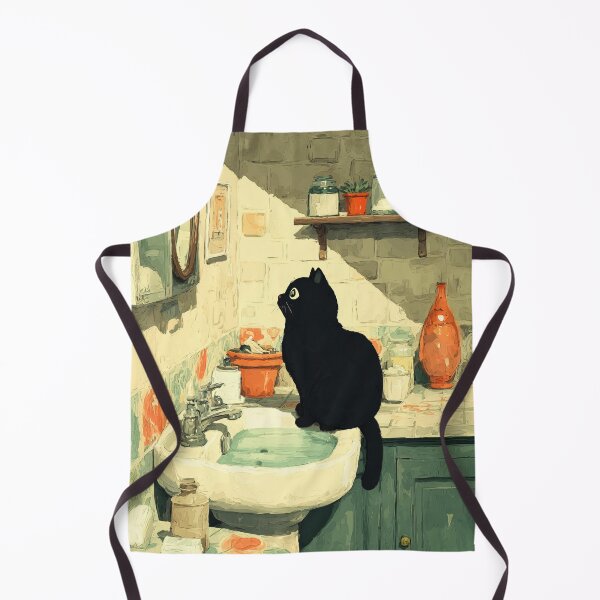 Item preview, Black Cat Staring at the Bathroom Mirror designed and sold by Erika Kaisersot.