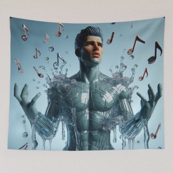 Item preview, Melting in Music - Surreal Glass Man with Sound Waves designed and sold by IRON SIREN.