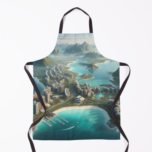 Item preview, Futuristic Tropical Coastal City - Al Art Aerial Resort Landscape designed and sold by IRON SIREN.