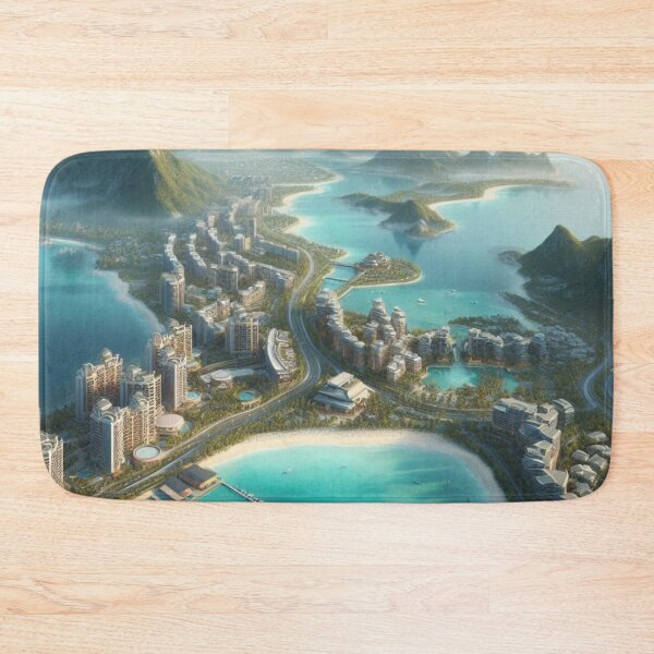 Item preview, Futuristic Tropical Coastal City - Al Art Aerial Resort Landscape designed and sold by IRON SIREN.