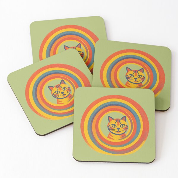Item preview, Mod Nature Art No.9: Retro 70s Cat Vortex – Vintage Circle Orange Tabby designed and sold by NO BEAVER NO PUNK.
