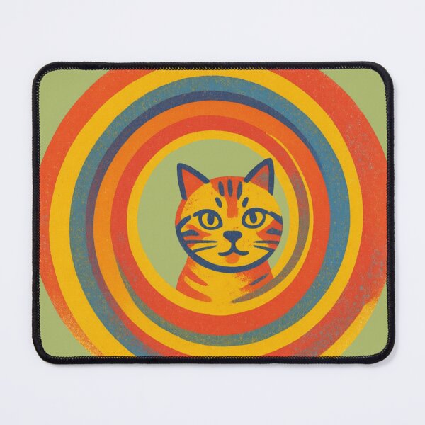 Item preview, Mod Nature Art No.9: Retro 70s Cat Vortex – Vintage Circle Orange Tabby designed and sold by NO BEAVER NO PUNK.
