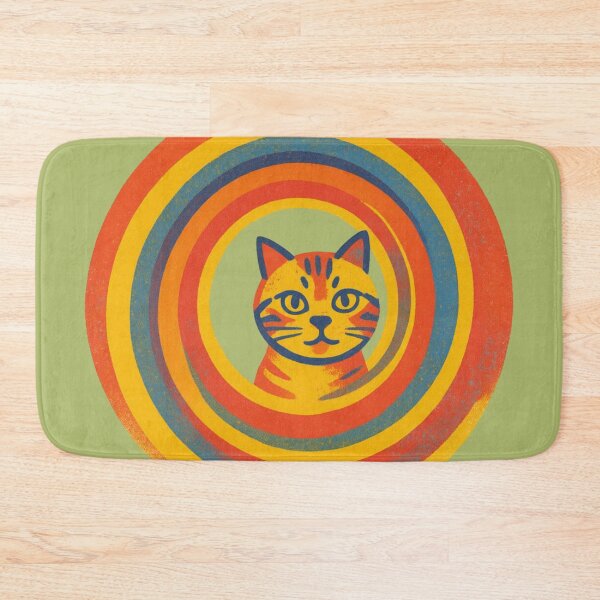 Item preview, Mod Nature Art No.9: Retro 70s Cat Vortex – Vintage Circle Orange Tabby designed and sold by NO BEAVER NO PUNK.