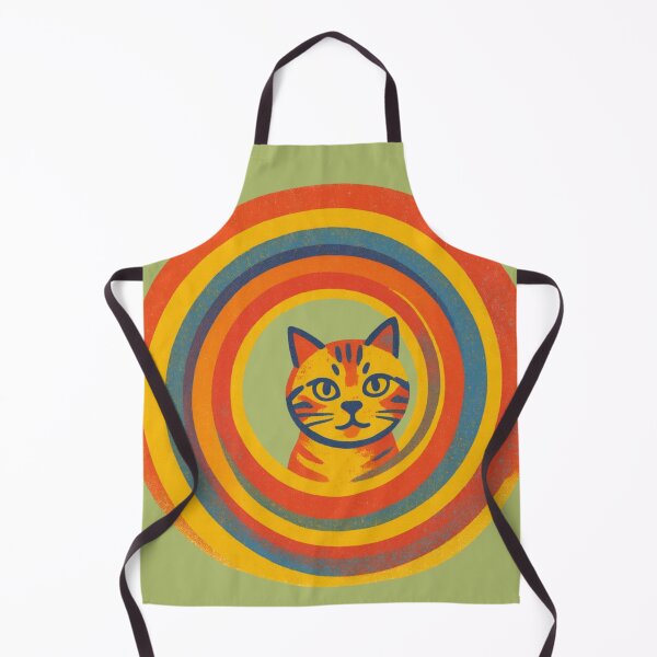 Item preview, Mod Nature Art No.9: Retro 70s Cat Vortex – Vintage Circle Orange Tabby designed and sold by NO BEAVER NO PUNK.