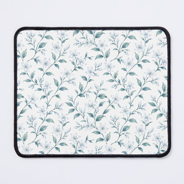 Item preview, Elegant White Floral Seamless Pattern | Watercolor Blue Flowers Botanical Design | Minimalist Vintage Flower Print designed and sold by agaa-vibes-studio.