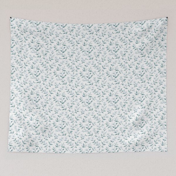 Item preview, Elegant White Floral Seamless Pattern | Watercolor Blue Flowers Botanical Design | Minimalist Vintage Flower Print designed and sold by agaa-vibes-studio.