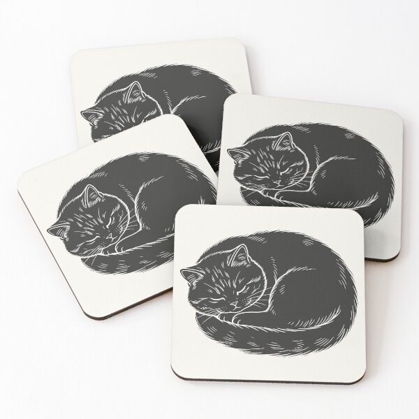 Item preview, Sleeping Curled Up Cat - Black Silhouette designed and sold by sxtfejvseyn.