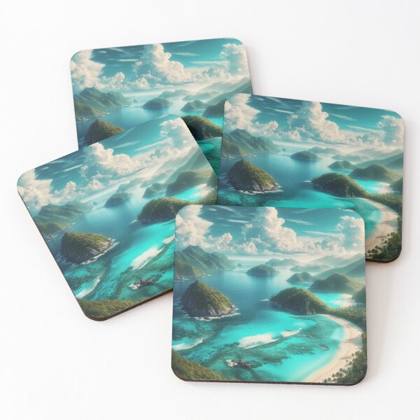 Item preview, Turquoise Island Paradise | Tropical Ocean Mountains Aerial View designed and sold by IRON SIREN.