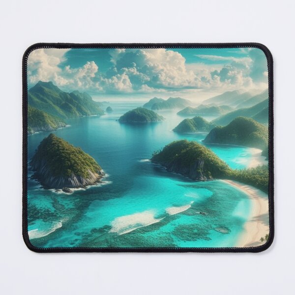 Item preview, Turquoise Island Paradise | Tropical Ocean Mountains Aerial View designed and sold by IRON SIREN.