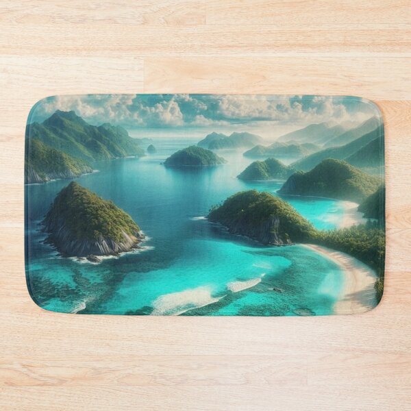 Item preview, Turquoise Island Paradise | Tropical Ocean Mountains Aerial View designed and sold by IRON SIREN.