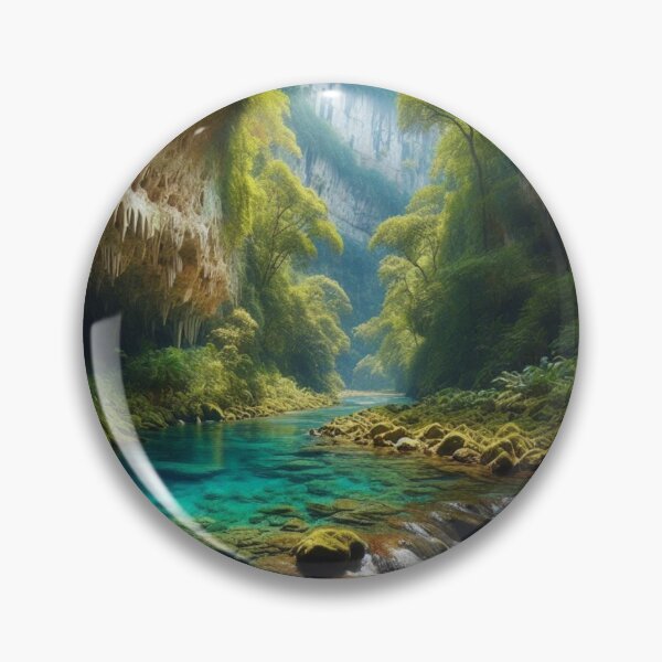 Item preview, Title Hidden Cave River Paradise | Turquoise Water Canyon Wall Art designed and sold by IRON SIREN.